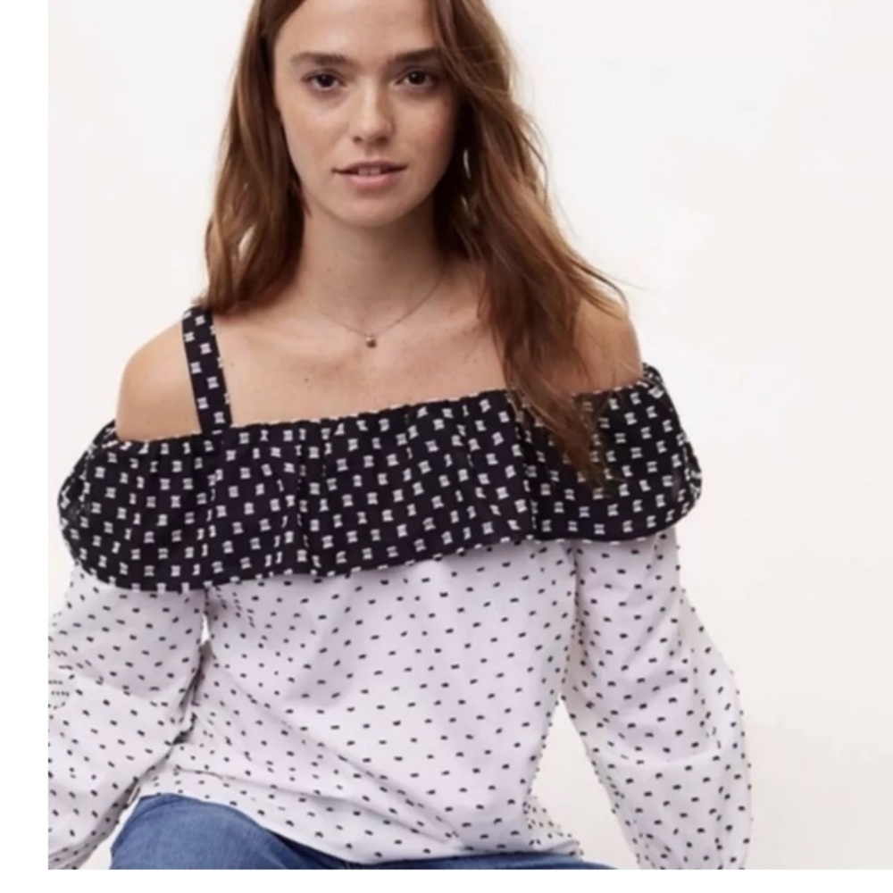 Loft cold shoulder long sleeve blouse